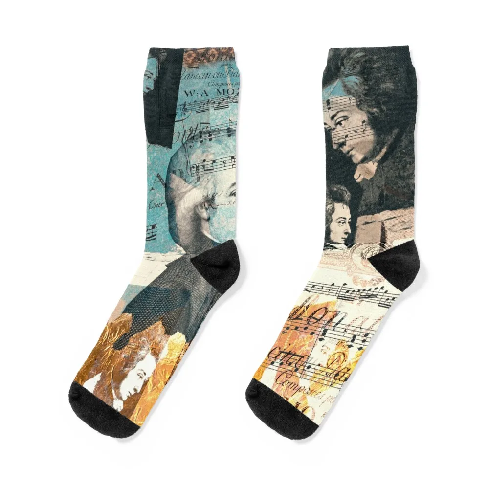 Wolfgang Amadeus Mozart Portrait, композиторские носки kawaii, оптовая продажа, рождественские сумасшедшие мужские носки, женские