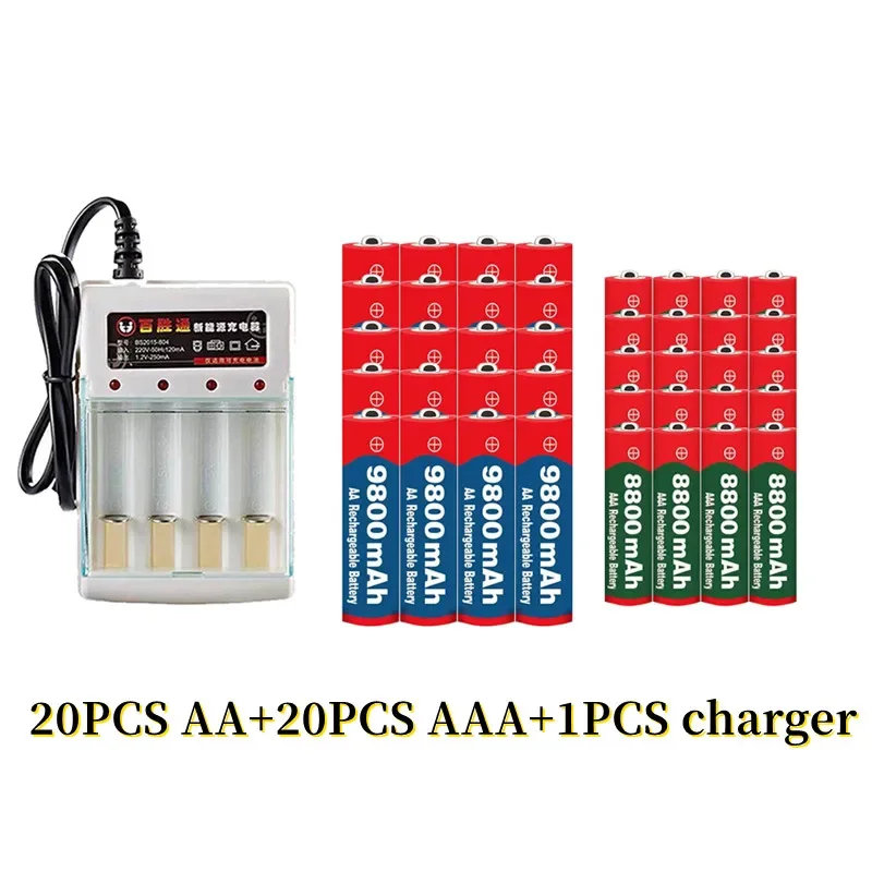 Фото Новинка 1,5 в AA9800mAh + AAA8800mAh + зарядное устройство 1,5 V, перезаряжаемый никель-водород аккумулятор, используется для электронных игрушек, батарей для камеры №3