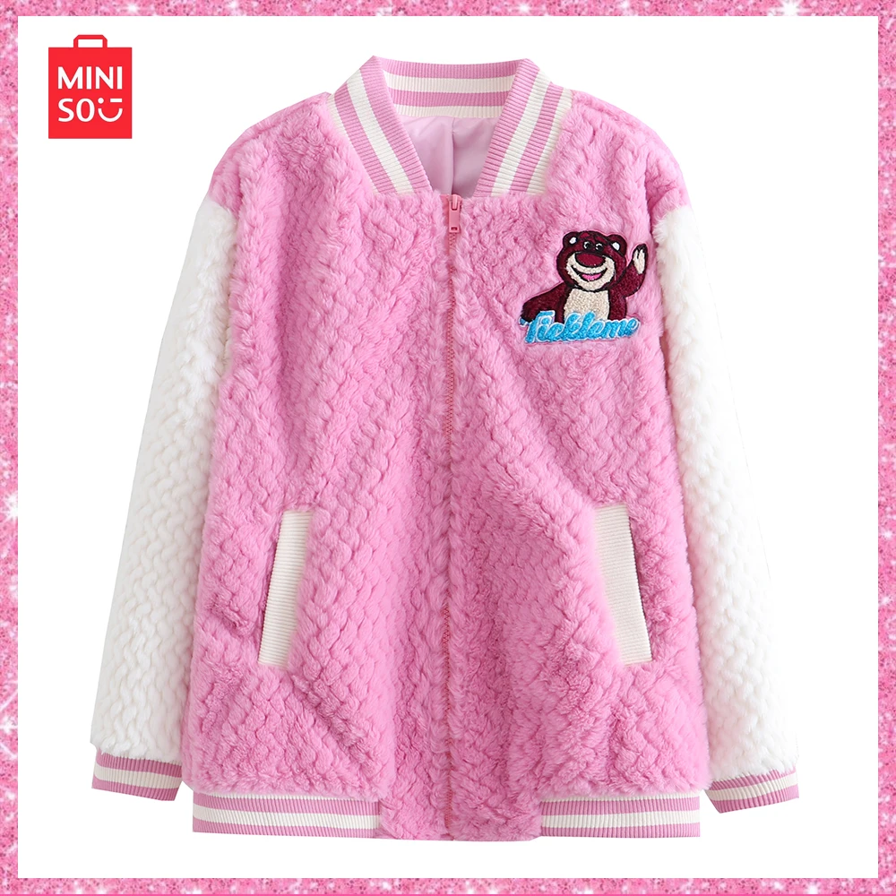 Miniso новая зимняя Лотта милые Крутые Девушки цветной блокирующий тренд бейсбольная одежда утепленная куртка мультяшный Свободный свитшот подарок
