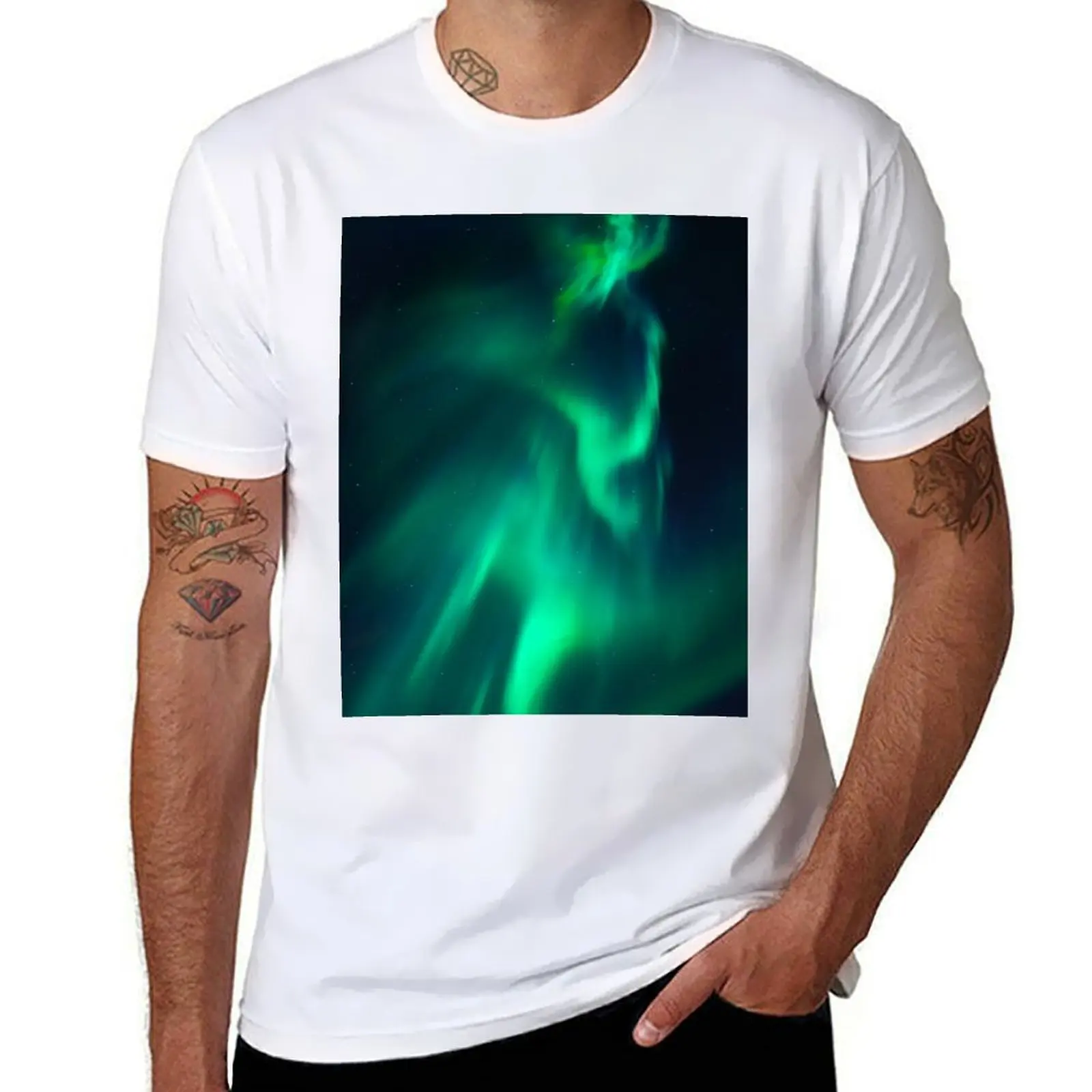 Футболка Aurora Borealis Northern Lights, мужские футболки для мужчин, мужские хлопковые футболки