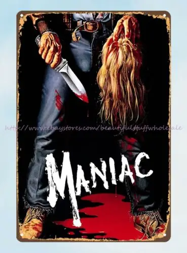Металлический жестяной знак Maniac 1980 из фильма ужасов Вильям люкстиг, рекламное настенное искусство