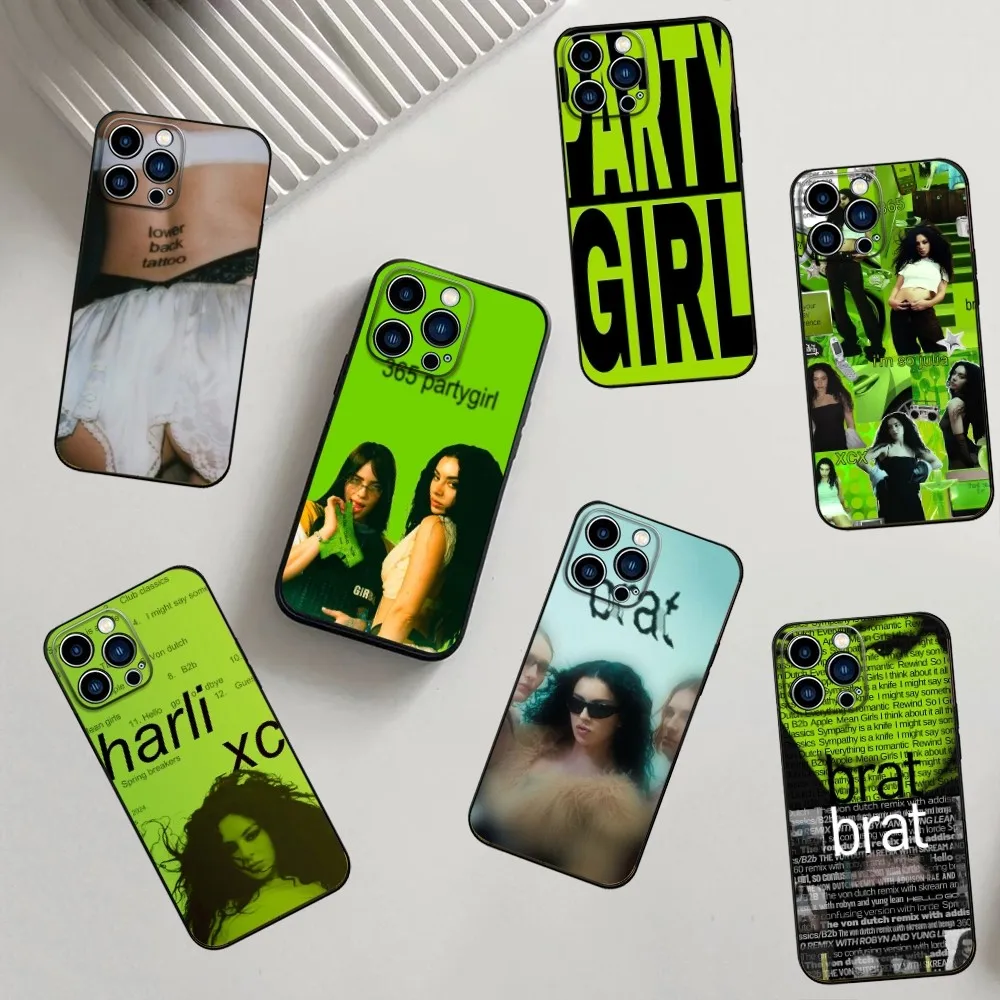 C-Charli brat xcx Phone Case For iPhone 16,15,14,13,12,11,Pro,X,XS,Max,XR,Plus,Mini Soft Silicone Black Shockproof TPU
