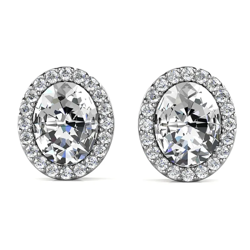 Фото Daisini серьги-гвоздики овальной формы из стерлингового серебра 925 пробы с кристаллами Сваровски для женщин и мужчин, ювелирные изделия из стразов в стиле хип-хоп №4