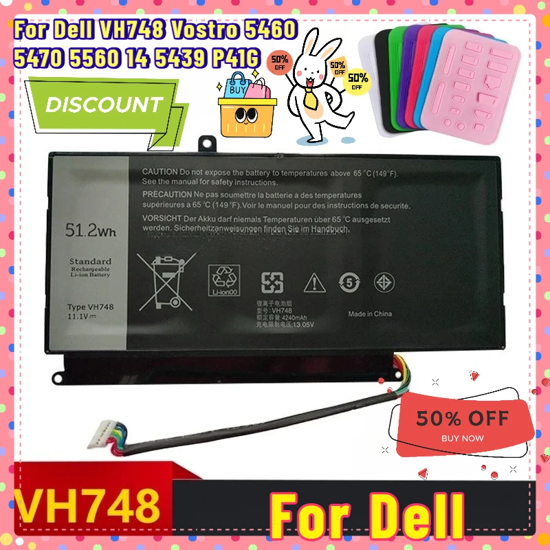 Новый аккумулятор для ноутбука Dell VH748 Vostro 5460 5470 5560 14 5439 P41G 11,1 В, 4240 мАч