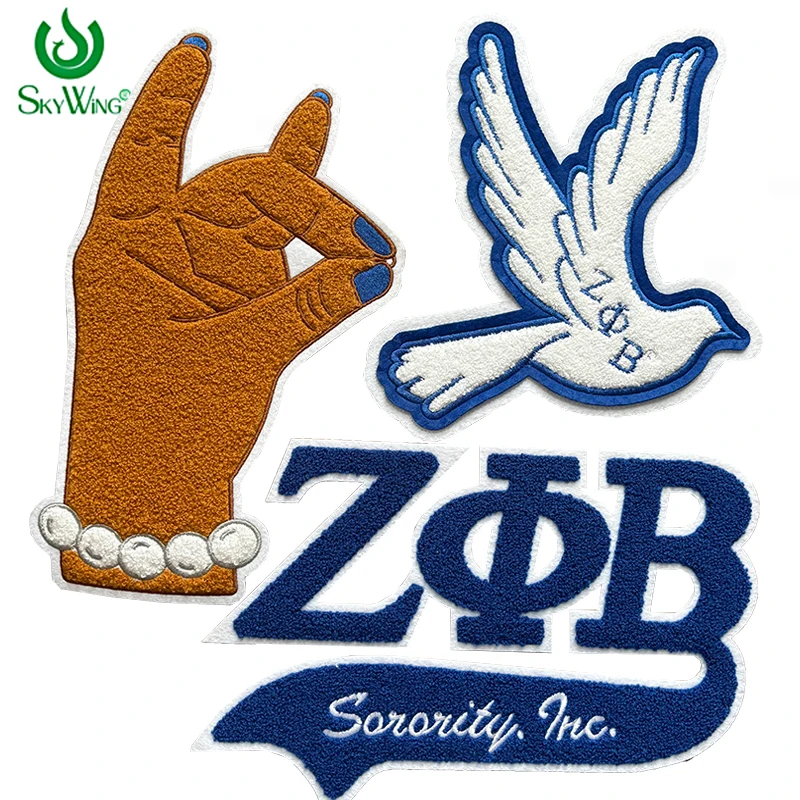 Finer Woman Dove Sorority Iron On Chenille Patch для одежды, Zeta Phi Beta Sisterhood с вышивкой в официальном стиле, греческий подарок