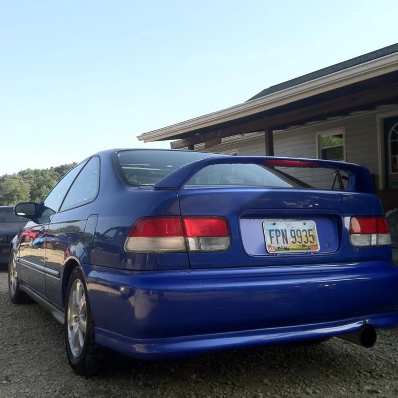 Фото Для 1996-2000 Honda Civic 2DR, пригрунтованная автомобильная лампа, светодиодный тормоз, черный спойлер, аксессуары для стайлинга автомобиля №3