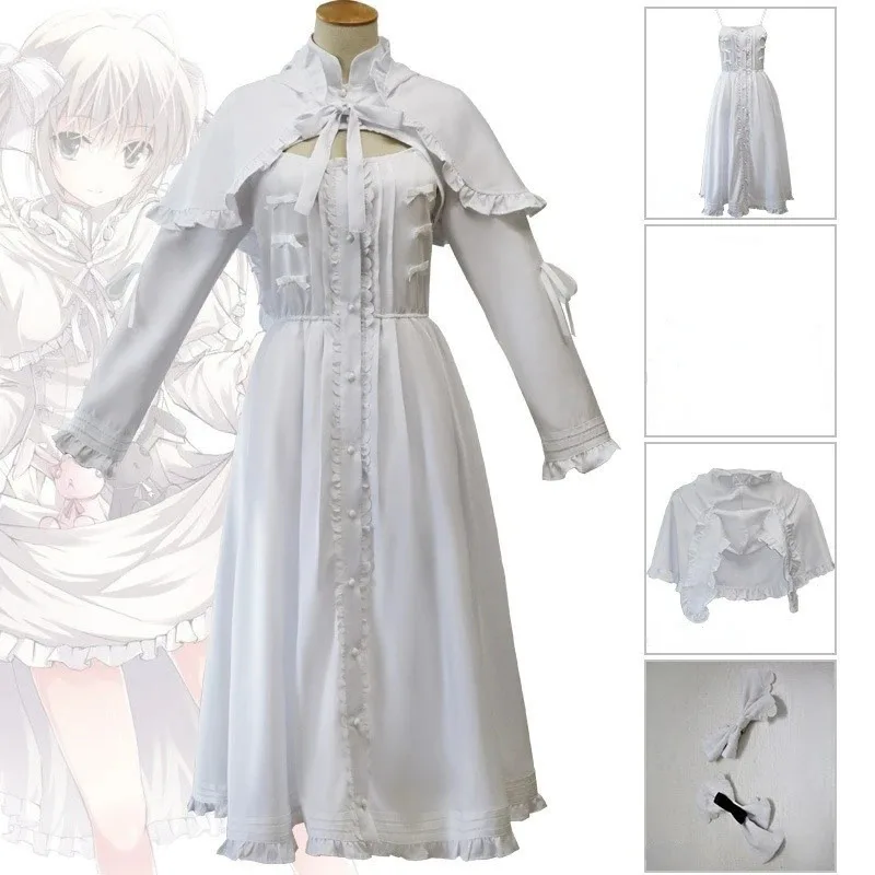 Аниме In solitude Yosuga no Sora Kasugano Sora Lolita, белое платье для косплея, женский костюм на Хэллоуин, хлопковое милое праздничное платье, парик