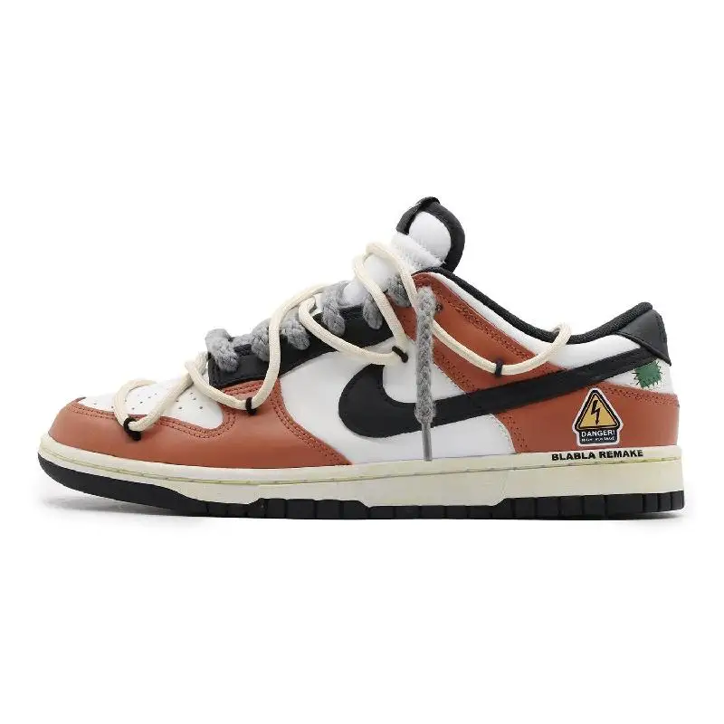 [На заказ Женский стиль сломанный] Низкие низкие туфли для скейтборда Nike Dunk GS Черный Белый Оранжевый