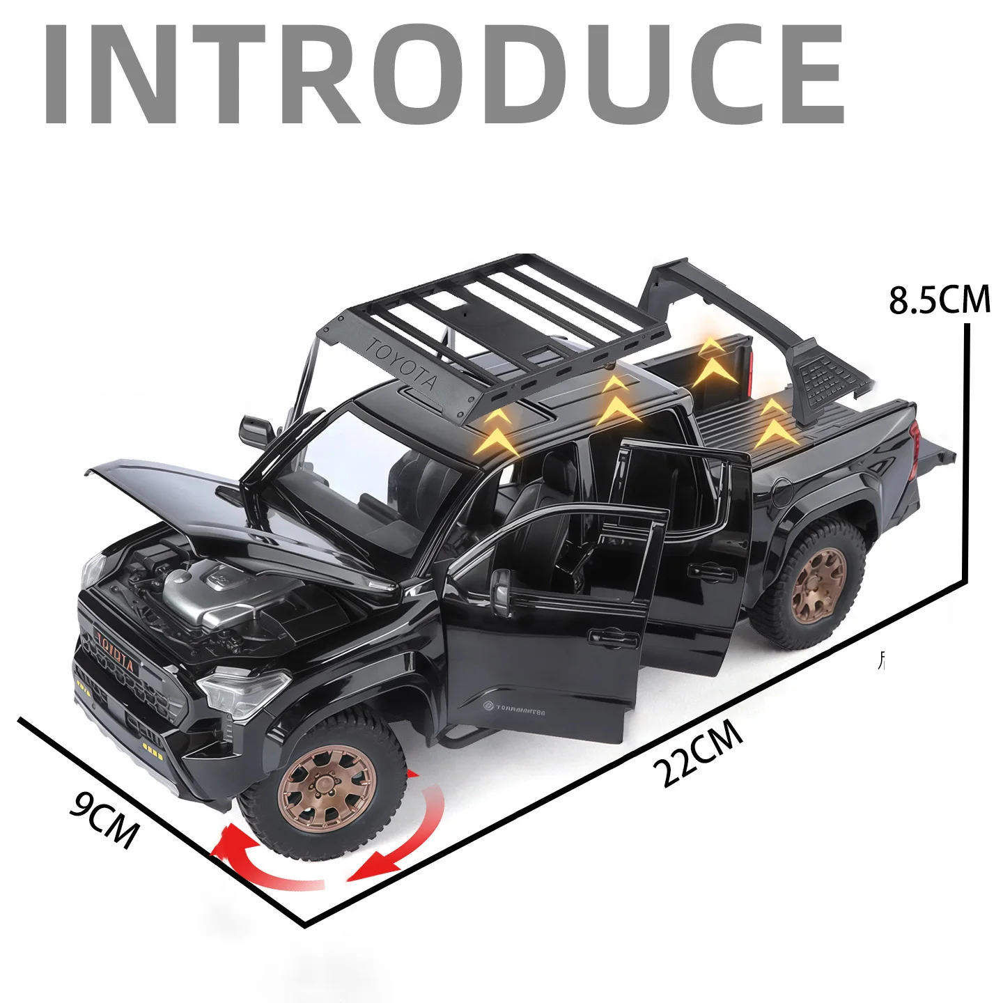 1:24 Toyota Tacoma Picku Wagon, модель автомобиля из сплава, игрушечный автомобиль, литье под давлением, звуковой и световой автомобиль, игрушки для детей, автомобиль (art.: 3920d0d3bbe22) - 3920d0d3bbe22