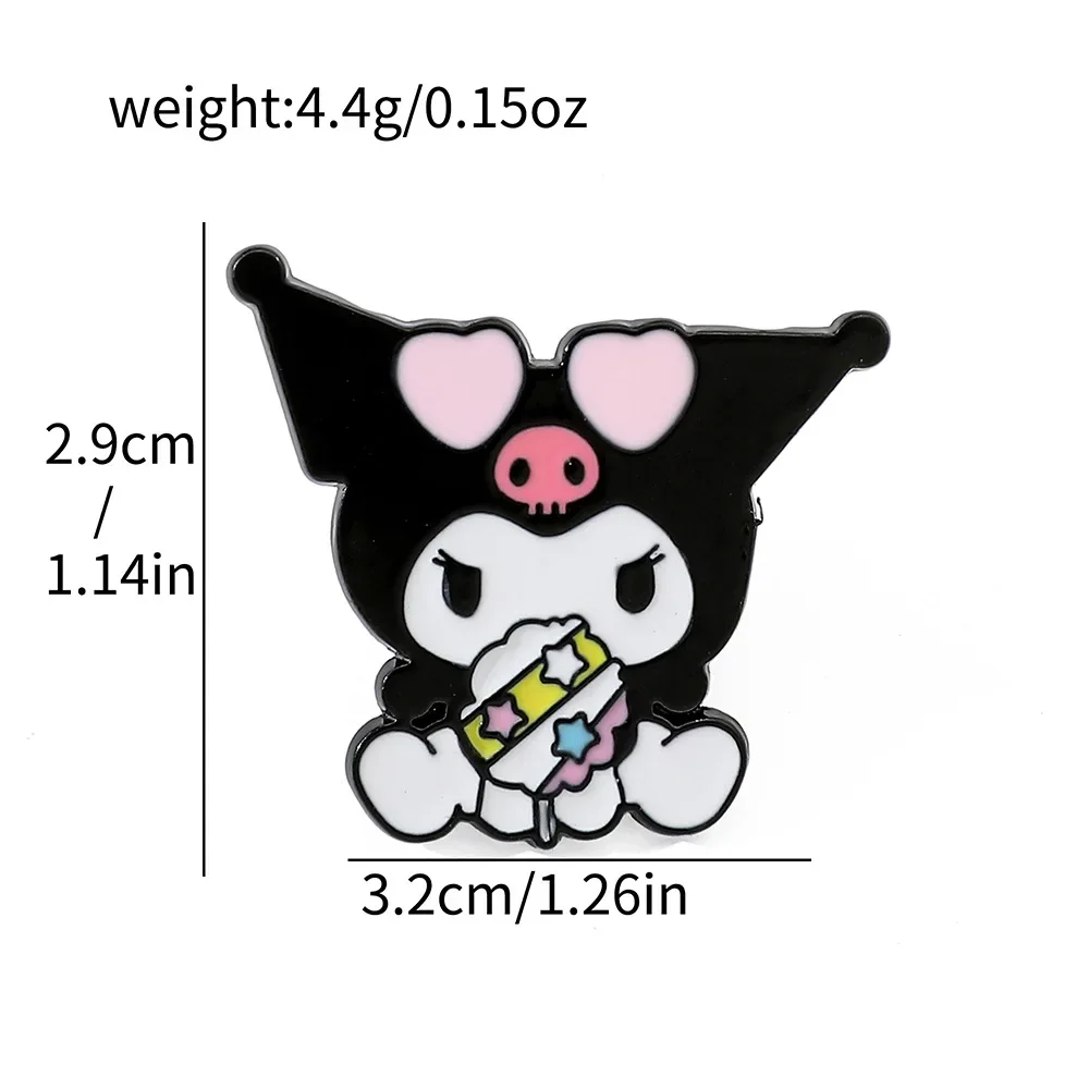 Фото Броши в стиле аниме «Hello Kitty» Kuromi Melody, эмалированная булавка с лацканами, модный значок с корицей, аниме, рюкзак, одежда, ювелирные изделия, подарок на Хэллоуин №4