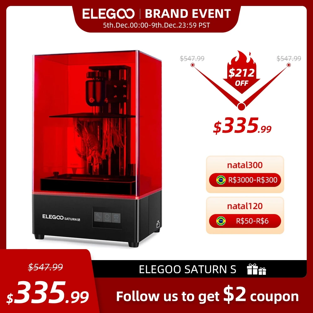 3D принтер ELEGOO Saturn Resin с 8,9 дюймовым монохромным ЖК-дисплеем, УФ-принтер SLA Printer Matrix UV светильник x мм
