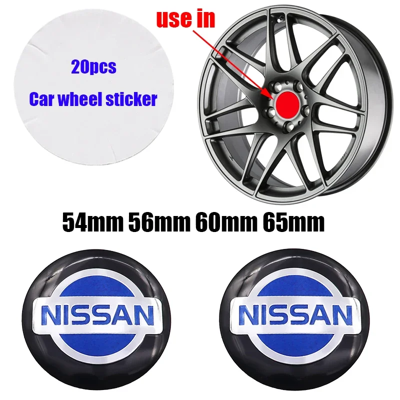 Фото 2025 Горячие 20 шт. новые Nissan 65 мм 60 мм 56 мм 54 мм 3D эмблема колеса автомобиля, центральная крышка ступицы колеса, авто обод, ремонт, значок, крышки, наклейка, аксессуары №2