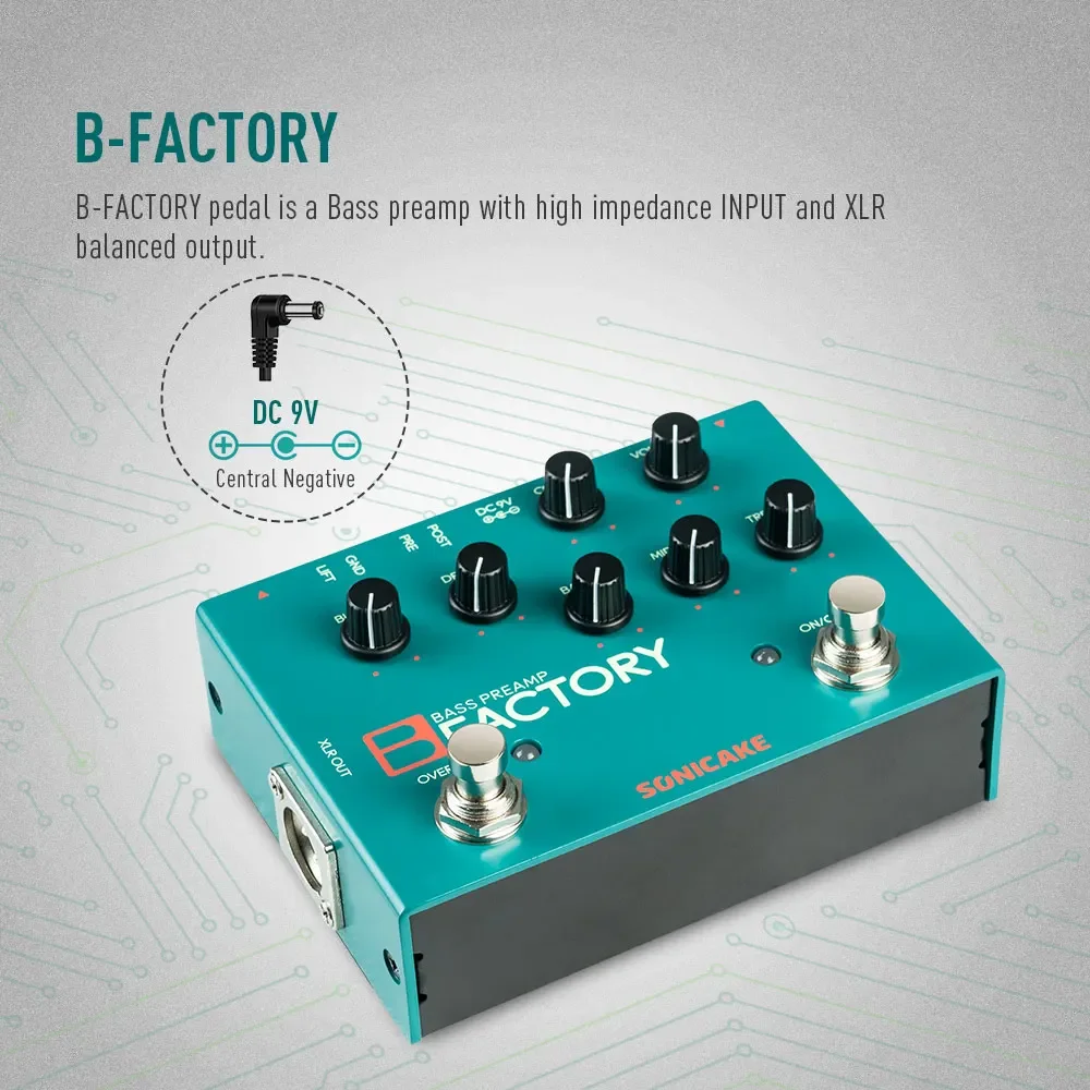 SONICAKE B Factory QDS-05 Аналоговый басовый предусилитель Comp и гитарная педаль Overdrive - винтажный звук для подарков басистов