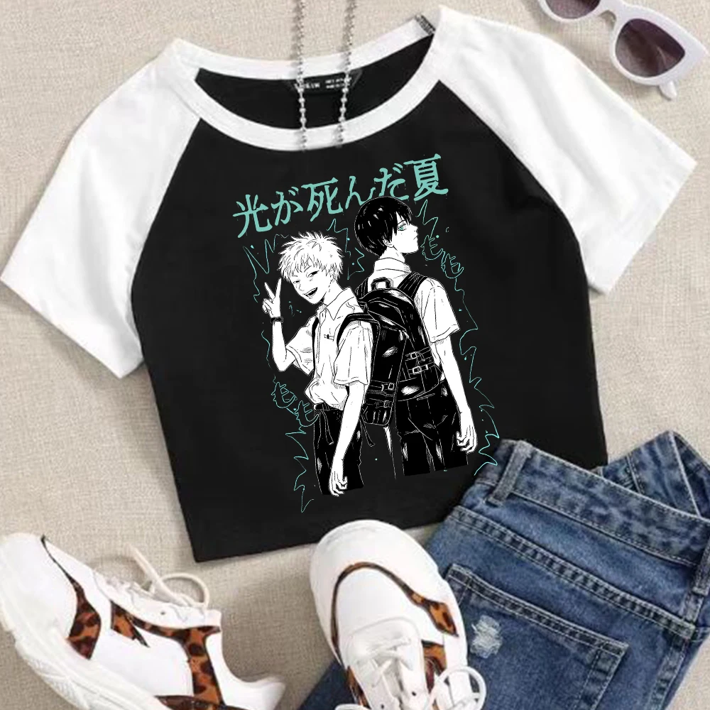 Аниме The Summer Hikaru Died укороченные топы сексуальная девушка Harajuku манга футболка
