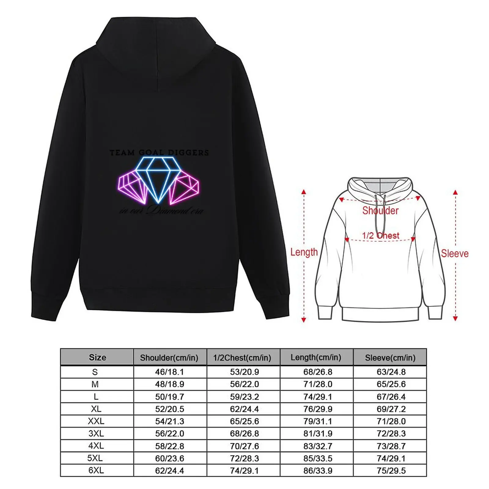 Фото Team Goal Diggers - Diamond Era Version 2, толстовка с черным шрифтом, эстетичная одежда, мужская толстовка, одежда в стиле аниме, мужские толстовки №4