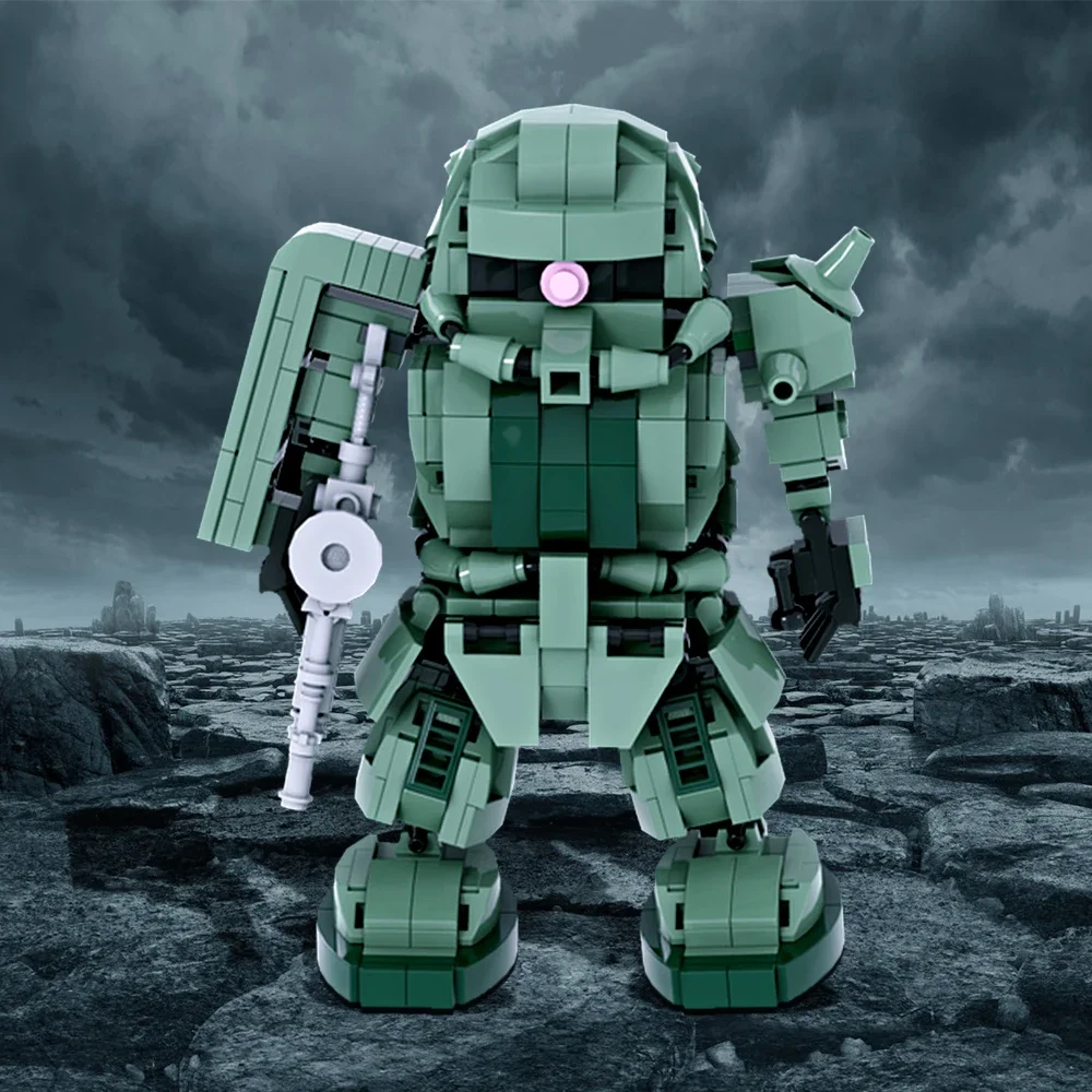Фото Робот Gobricks MOC с героями мультфильмов MS 06, боевой робот Zaku, строительный блок, модель, высокотехнологичный боевой робот Mecha, сделай сам, кирпичи, игрушки, подарки для детей №3
