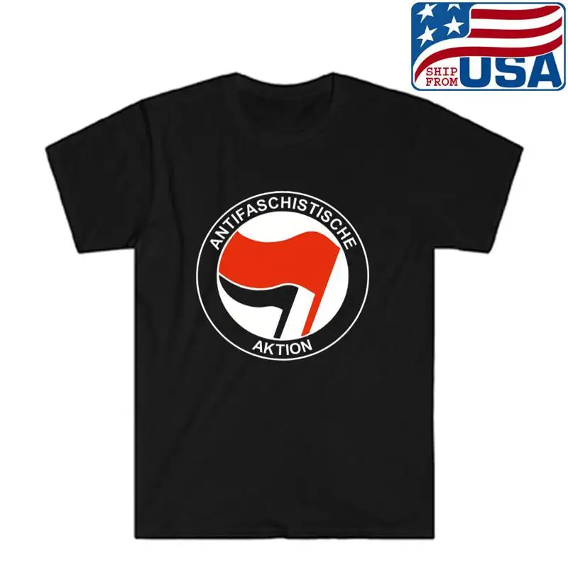AntiFachist Action Anti Fachist Aktion Men's Black T shirt Size S to 5XL