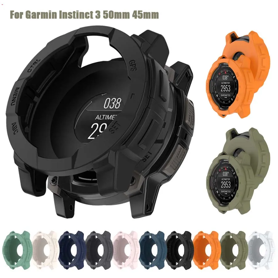 Для Garmin Instinct 3 Solar AMOLED 45 мм 50 мм чехол силиконовый защитный корпус рамка-бампер для Garmin Instinct 3 протектор