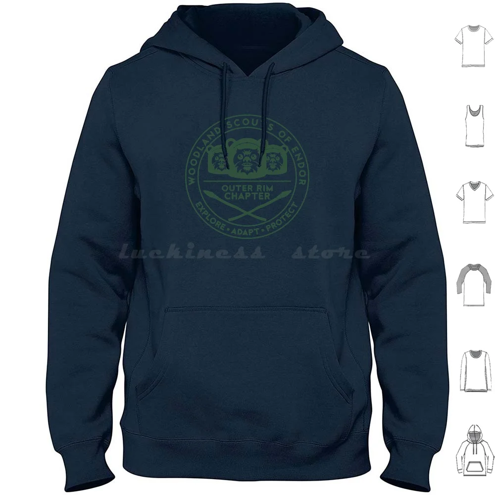 Толстовка с капюшоном Woodland Scouts Of Endor из хлопка с длинными рукавами Ewoks Endor Return Of The Jedi Rebels Forest Moon Death Star C3po
