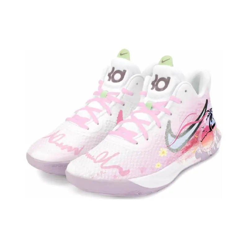 Фото 【Настроить】Nike KD Trey 5 IX винтажные баскетбольные кроссовки мужские низкие розовые/белые кроссовки DJ6922-100 №4