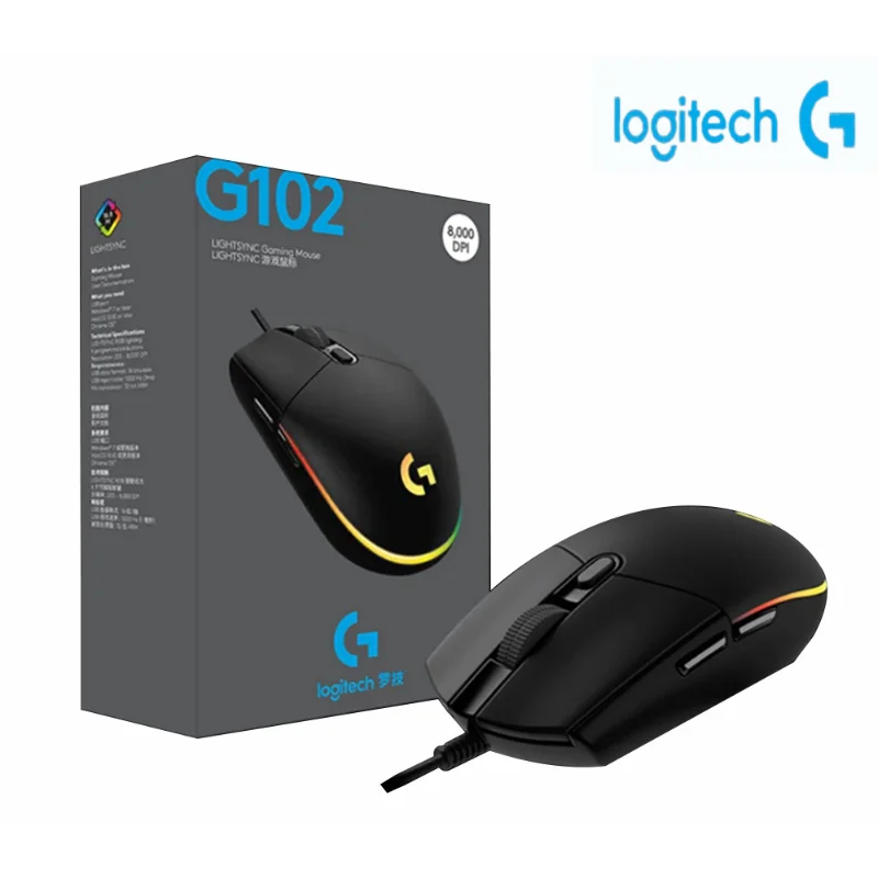 Мышь Компьютерная Logitech (G) G102 игровая эргономичная, 200-8000DPI