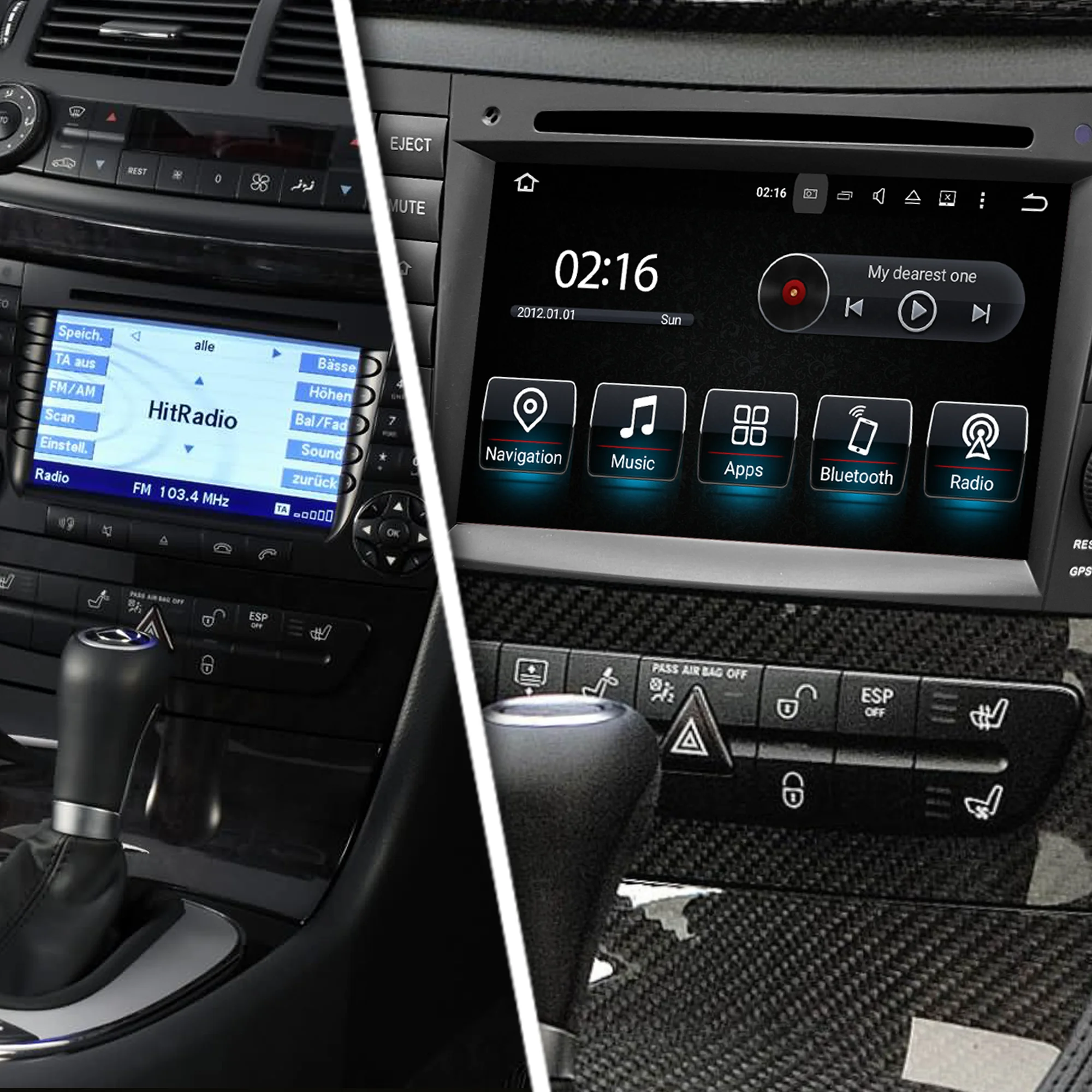 Комплект CarPlay для Mercedes Benz, аксессуары E-W211 CLK W209 CLS W219, 7-дюймовый сенсорный экран, радиоприемник, Android, авто, GPS, автомобильные аксессуары (art.: 3920cf2fa18a7) - 3920cf2fa18a7