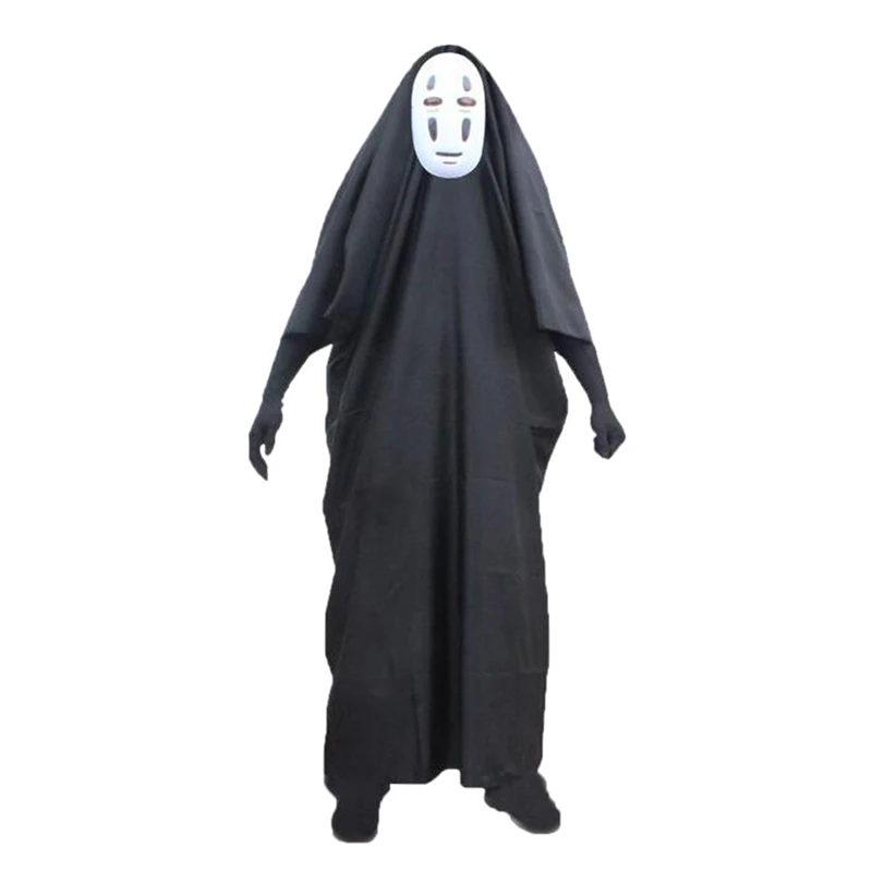 Фото Аниме Spirited Away No Face мужская маска для косплея перчатки Набор Хэллоуин Маскарад черный плащ №2
