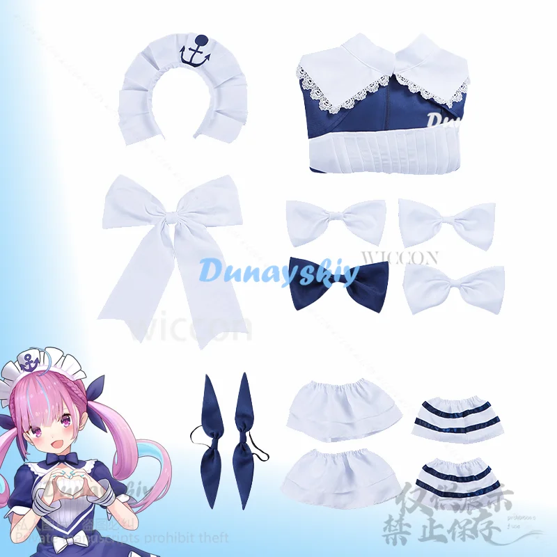 Фото Hololive Minato Aqua Косплей Виртуальный YouTuber Kawaii Аниме Униформа Костюм Платье Горничной Лолита Розовые Парики Для Девочек Женщина Индивидуальные №2