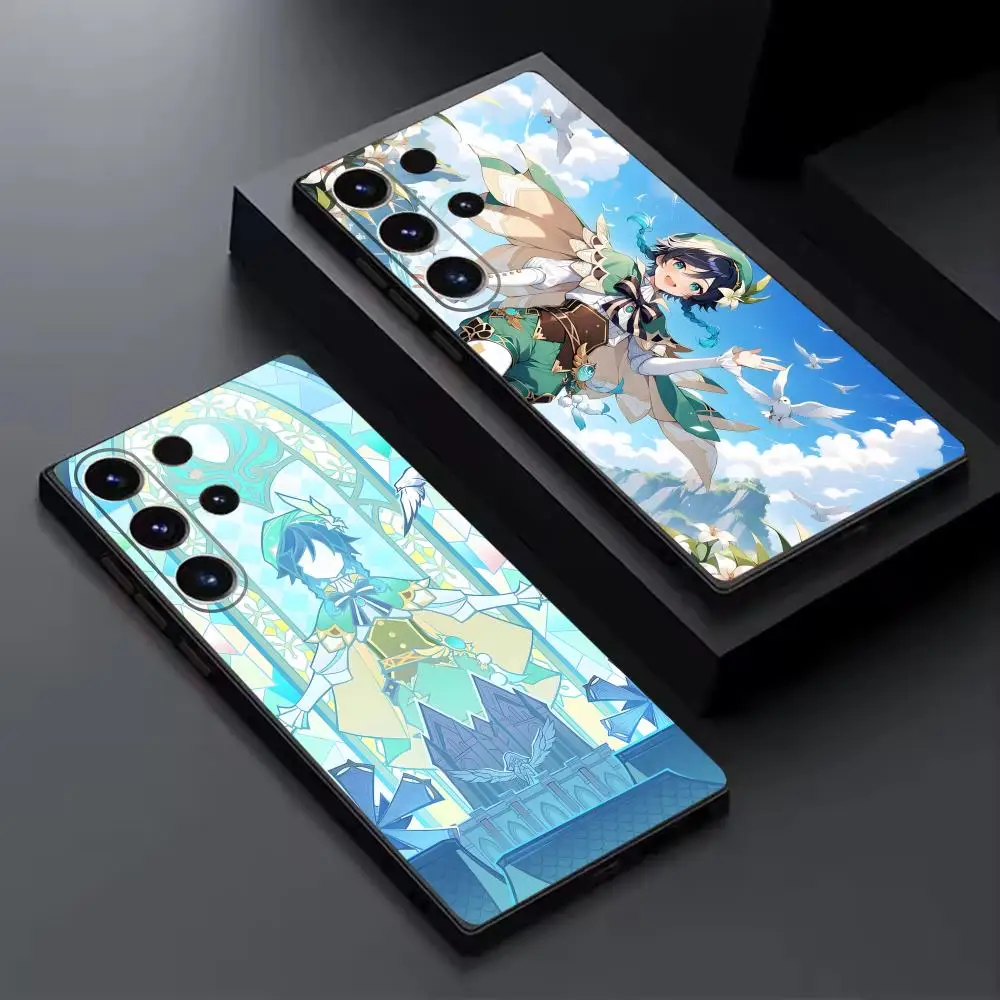 Фото Чехол для телефона genshin Impact Barbatos для Samsung Galaxy S25 S24 S23 S22 S21 S20 Plus Ultra Note20, мягкий черный №2