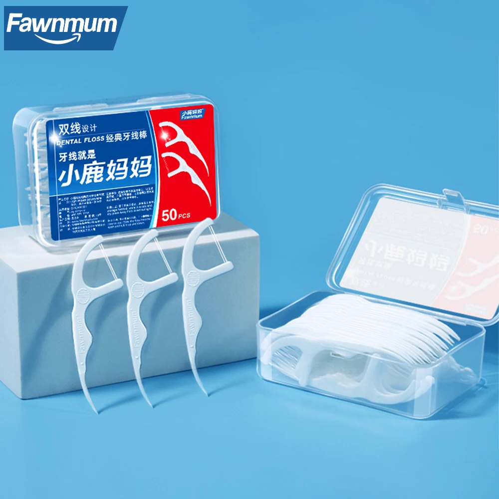 Fawnmum 50 шт. классическая двойная зубная нить ультратонкие зубочистки одноразовая зубная нить для межзубной чистки