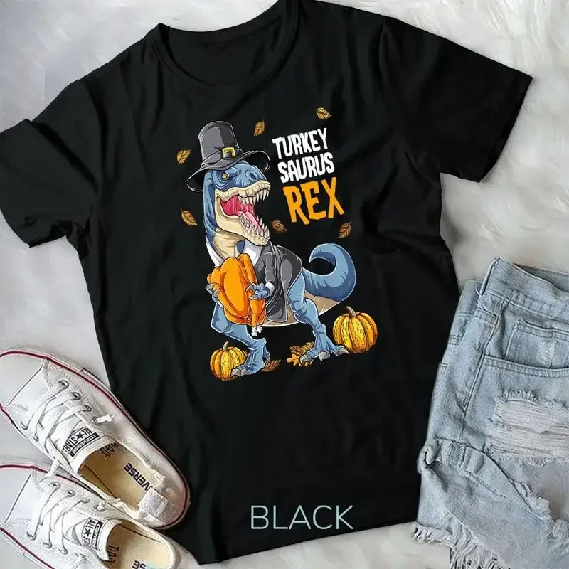 Футболка унисекс с изображением динозавра, Дня благодарения, Турция, Saurus T rex Pilgrim