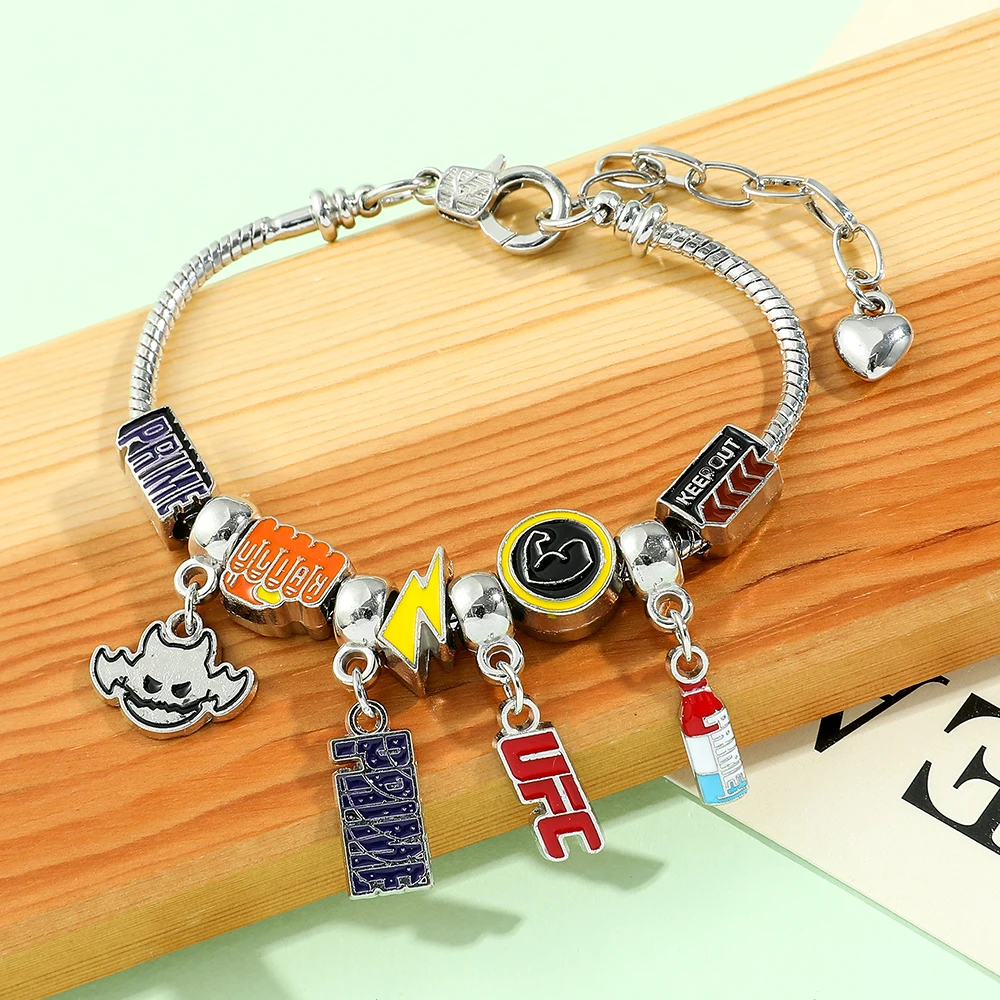 Фото UFC Fighting Prime Drink Beads Браслет UFC Prime Эмалированная подвеска в виде буквы Ручная цепочка для мужчин и женщин Модные индивидуальные аксессуары №3