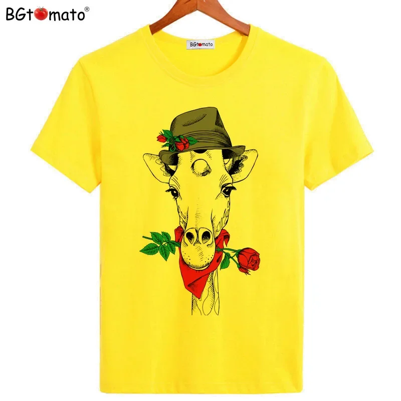 Модная мужская футболка BGtomato с коротким рукавом, принтом жирафа, черной розы, мужские крутые топы с круглым вырезом (art.: 3920c82ee5c0f) - 3920c82ee5c0f