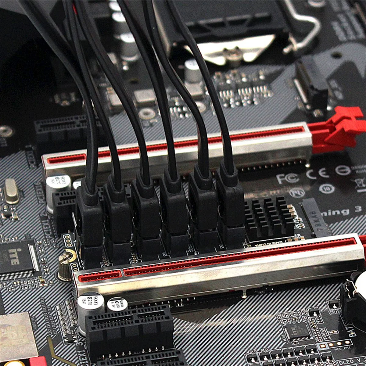Фото Карта адаптера M.2 NVME PCI-E PCIE X4 X8 X16 на 6-портовый 3.0 SATA Riser ASM1166 Карта расширения сервера корпуса ПК Компьютер №5