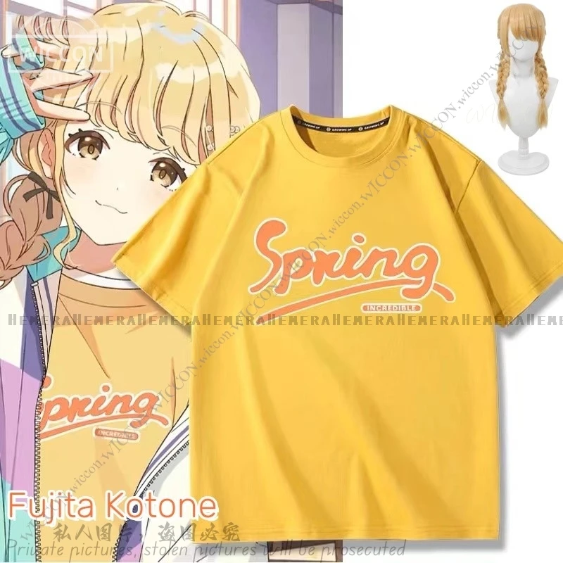 Косплей-костюм Fujita Kotone Gakuen IDOLM Cos STER из аниме игры на Хэллоуин, косплей-парик, футболка для ролевых игр, милый летний костюм с короткими рукавами