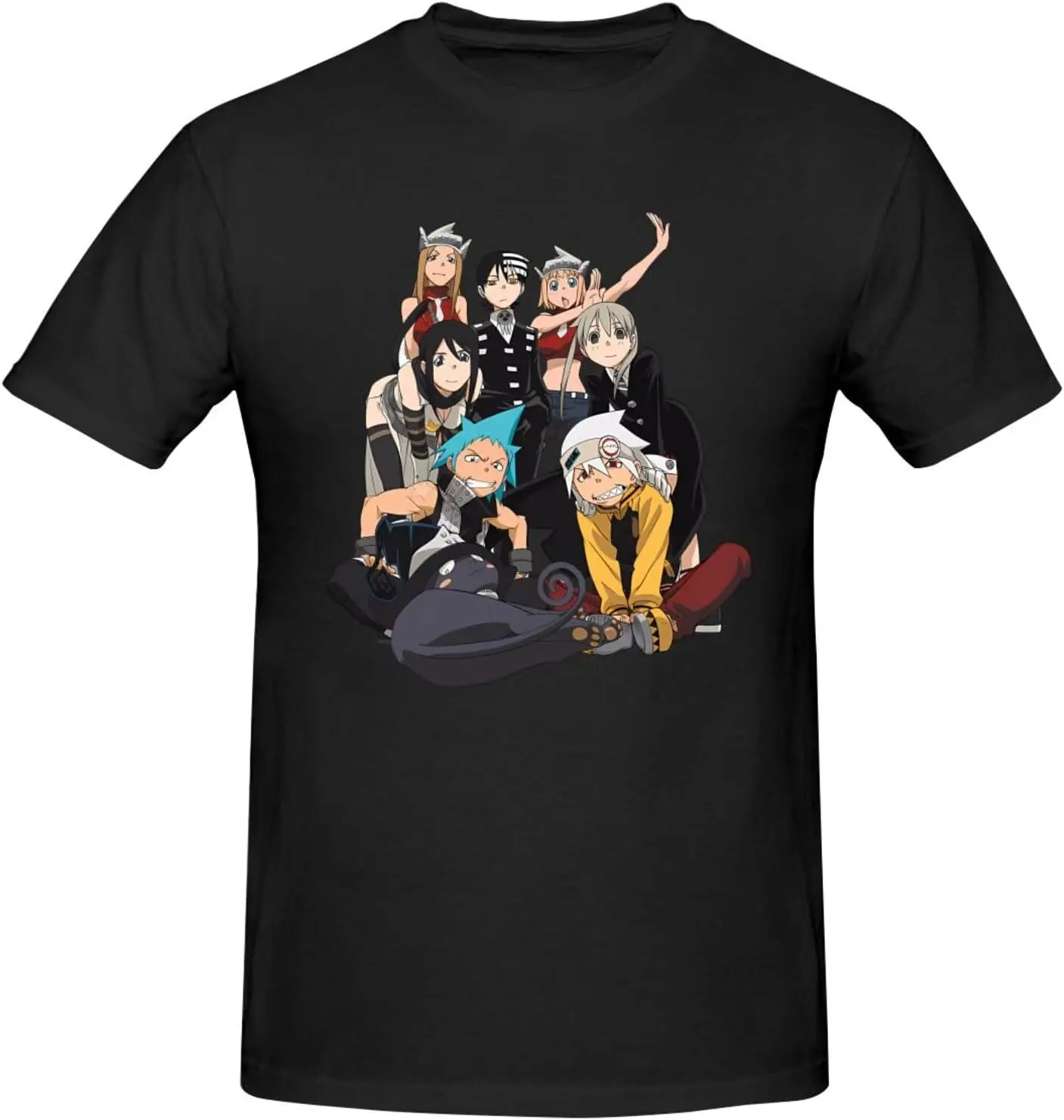Рубашка Soul Anime Eater, мужская дышащая хлопковая рубашка с короткими рукавами на заказ, модные футболки с круглым вырезом, черные топы