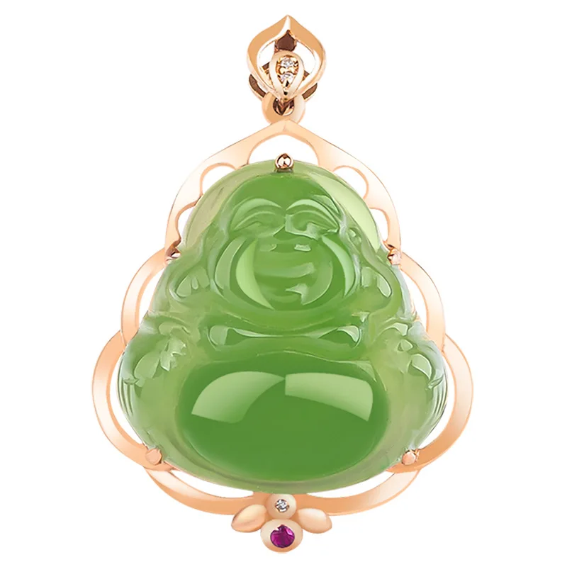 Подлинные товары Hetian Green Buddha из старых материалов, подвеска из 18-каратного розового золота с нефритом для мужчин и женщин (art.: 3920c82fde88e) - 3920c82fde88e