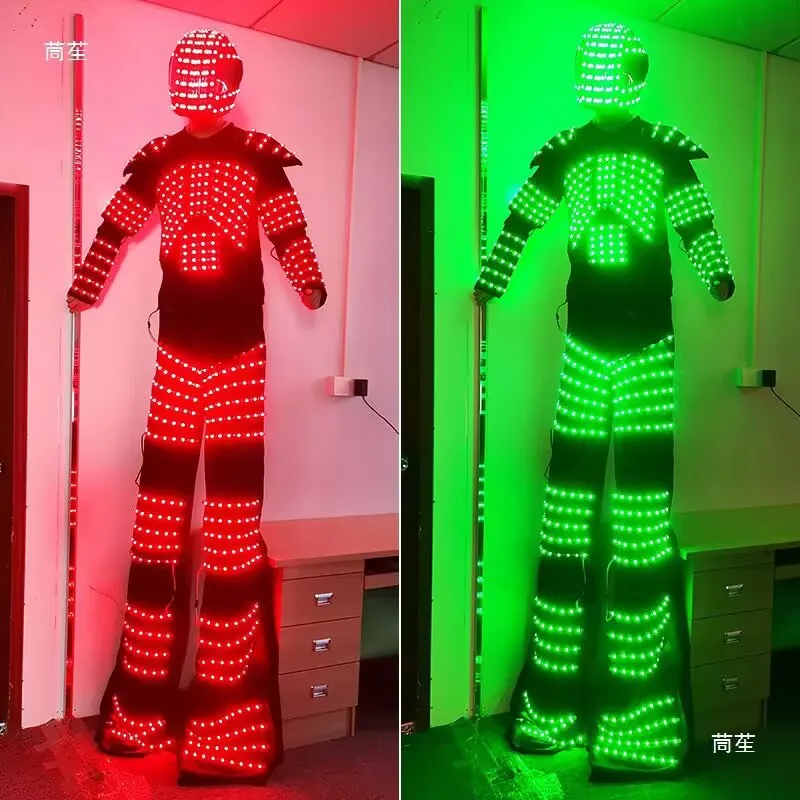Костюм со светодиодной подсветкой, сценические костюмы, светящаяся одежда-робот, светодиодный танцевальный костюм, светящийся костюм с подсветкой