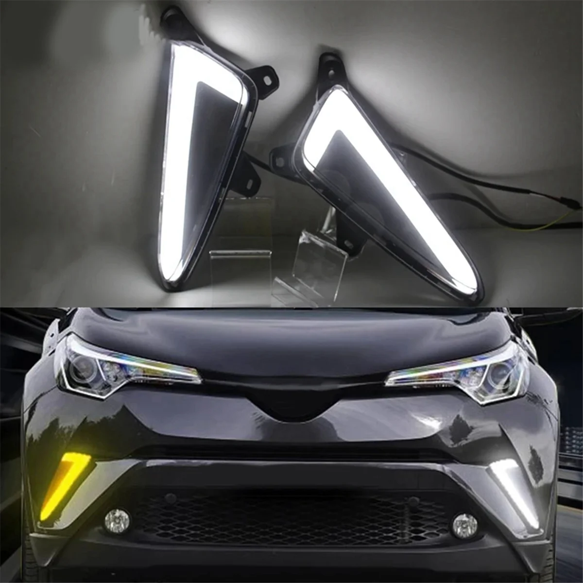 Дневные ходовые огни, стоп-сигнал, лампа для Toyota светодиодный CHR XLE DRL, бампер