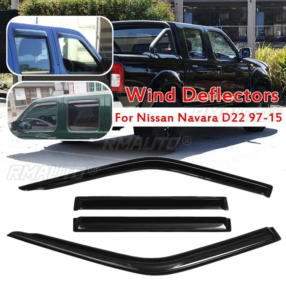 4 шт., тонированные дефлекторы окон автомобиля для Nissan Navara D22 1997 1998 1999 2000 2001 2002 2003 2004 2005 2006-2015