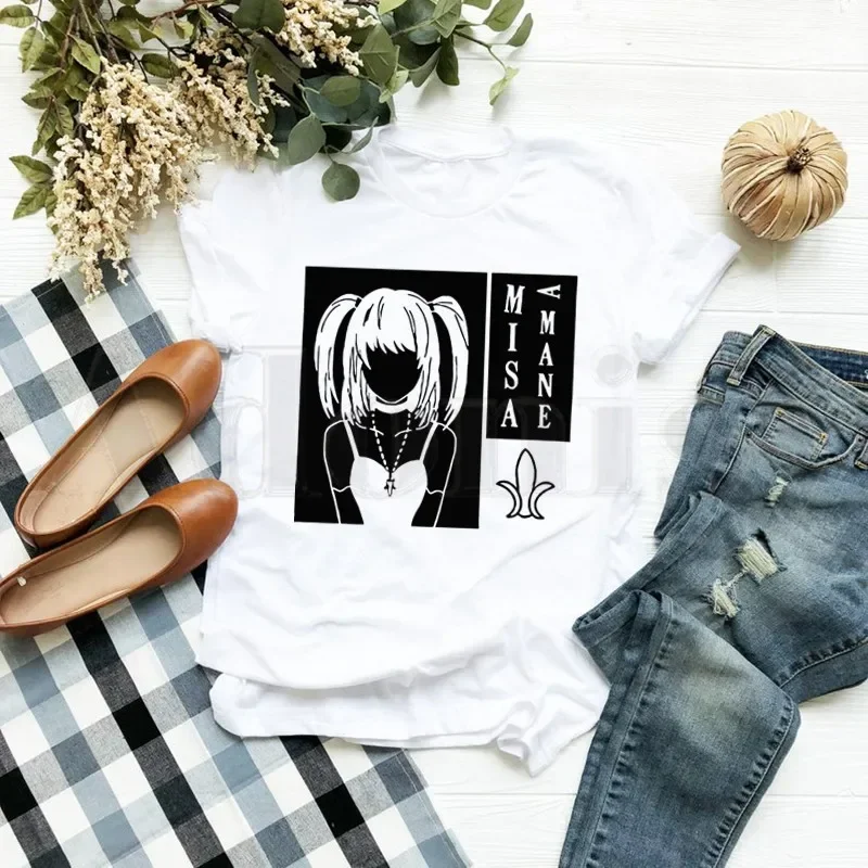 Фото Ретро Death Note Misa Amane, японское аниме, манга, женские топы с короткими рукавами, футболки в стиле Харадзюку, винтажные футболки, женская футболка №3