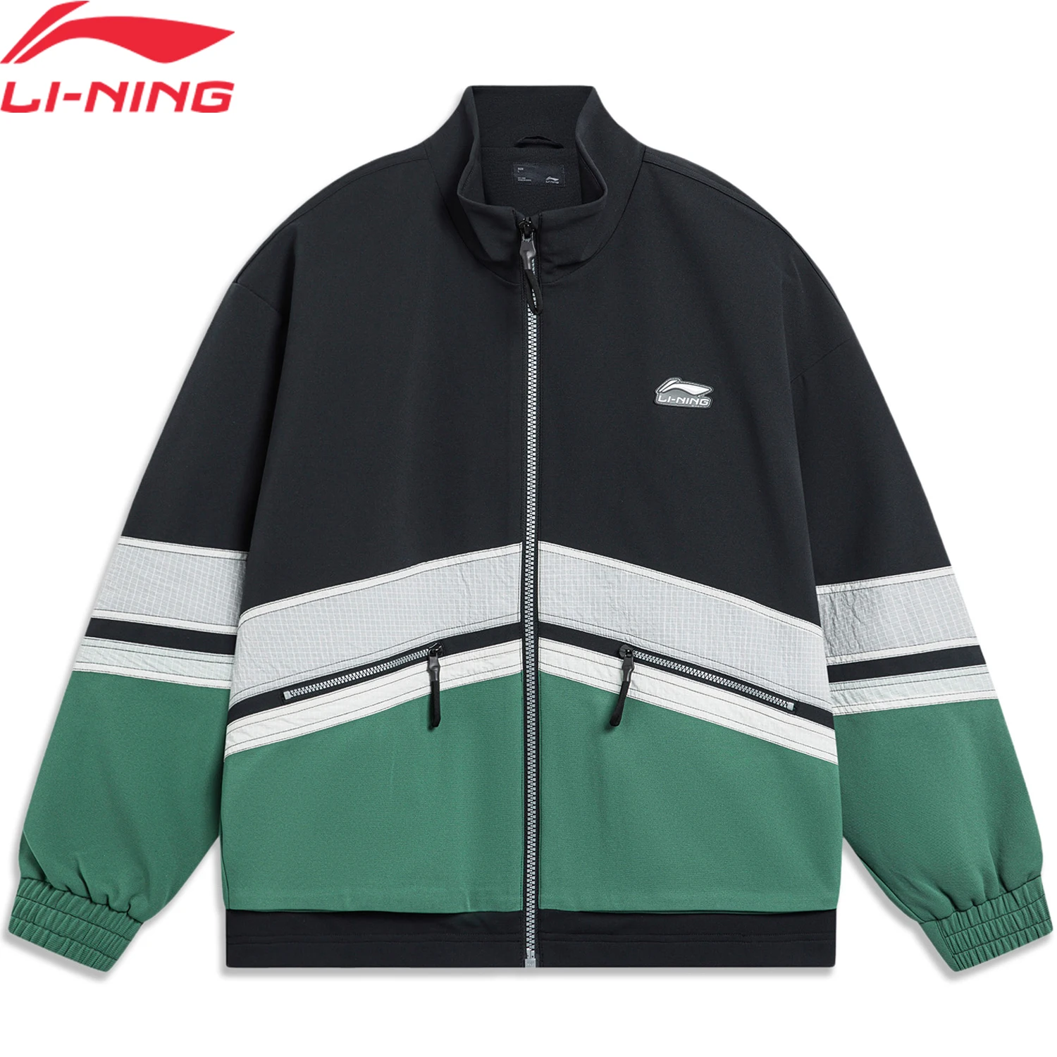 Мужская спортивная спасательная трикотажная куртка Li-Ning, свободная ветровка из 100% полиэстера с карманами, мягкая удобная подкладка, пальто для отдыха AJDT623