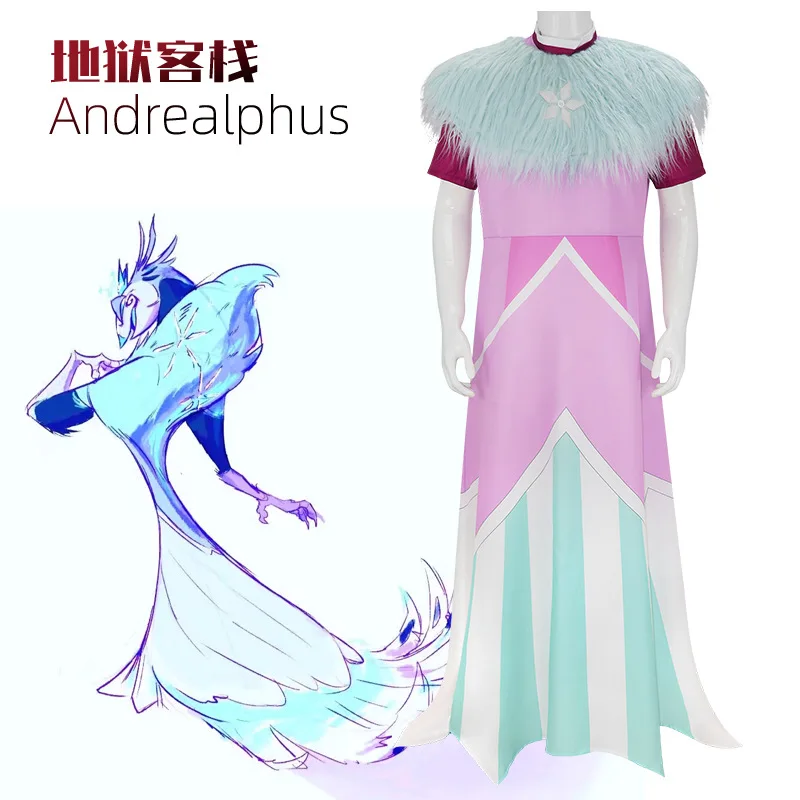 Новинка 202, Hazbin Helluva Andrealphus Boss, карнавальный костюм, аниме, костюмы для косплея, ледяная королева, наряд для отеля, полный комплект для вечеринки на Хэллоуин