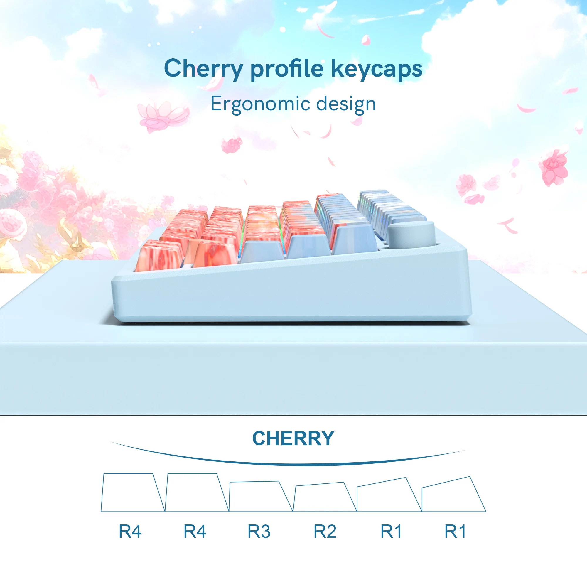 Фото 130 клавиш Sunset Rose Side Shine Through PBT Keycap Cherry Profile Dye-Sub Колпачки для клавиш Cherry MX Gamer Механическая клавиатура №5
