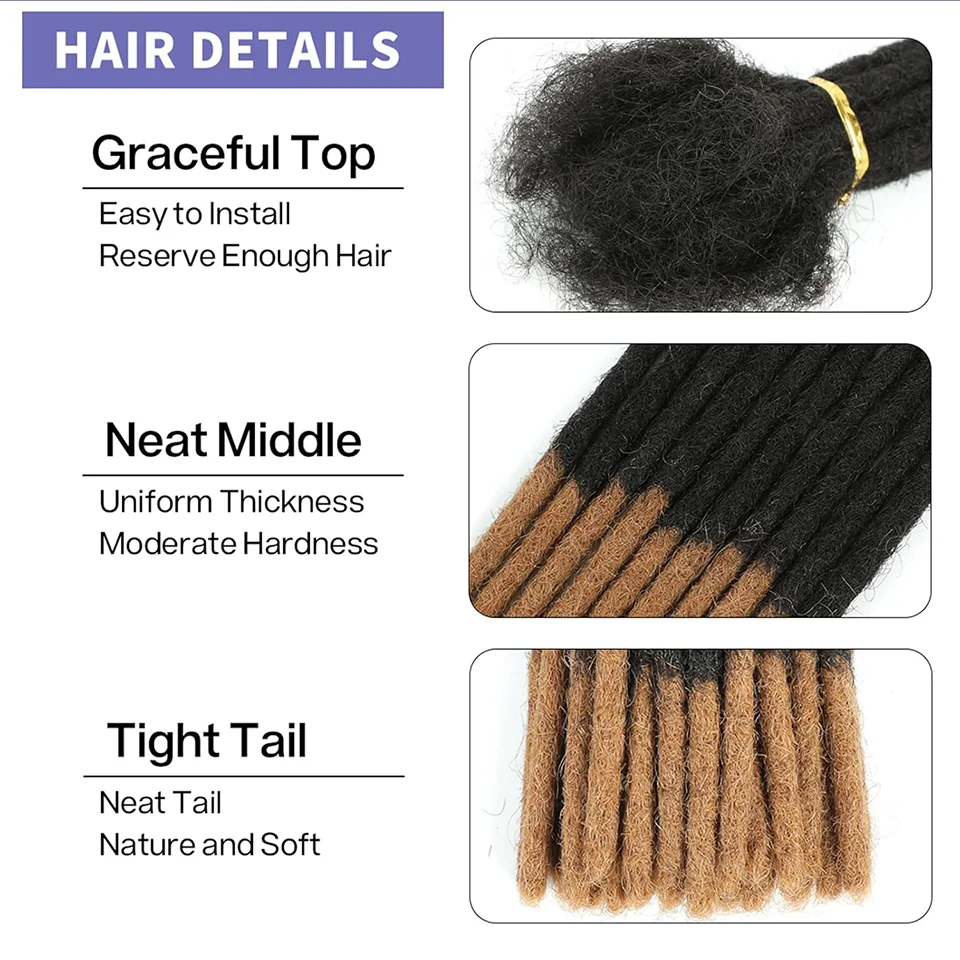Фото Ombre Brown Loc Наращивание человеческих волос Перуанские человеческие волосы Дреды Loc Extensions Кудрявые прямые вязанные крючком косы 60 прядей №2