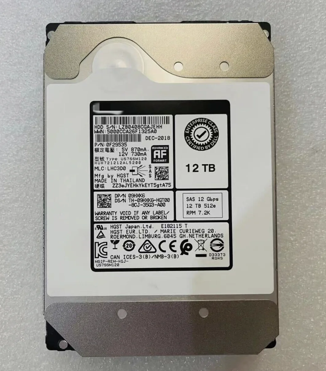 Для Dell 9HXK6 09HXK6 12 ТБ 7,2 тыс. NL SAS 3,5 