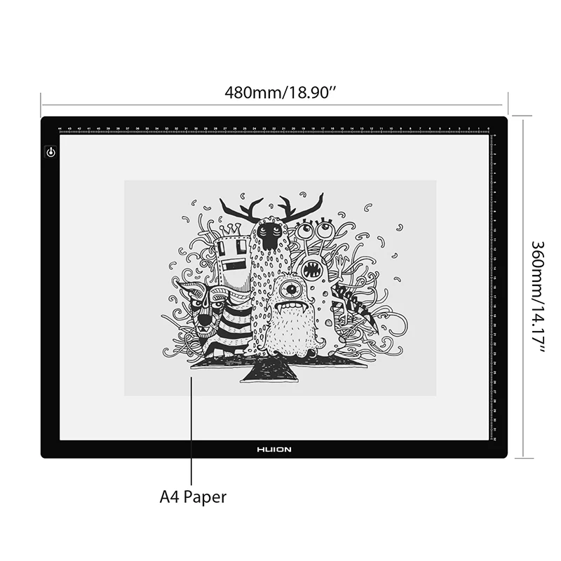 Huion ультра-тонкий OEM размер LA3 USB с питанием от USB для рисования