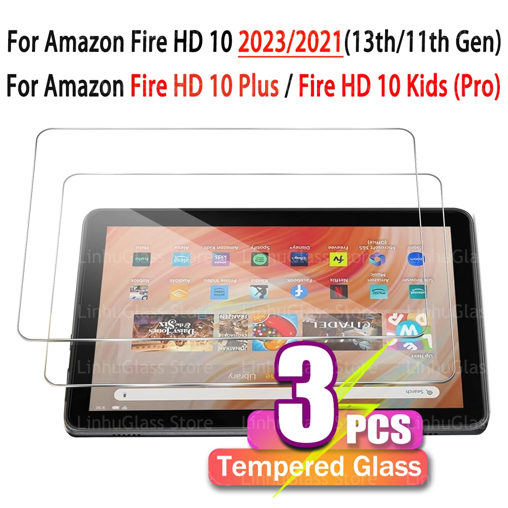 Защитная пленка для экрана планшета Amazon Fire HD 10 (13/11 поколений, 2023/2021)/Fire HD 10 Plus/Fire HD 10 Kids/Kids Pro закаленное стекло