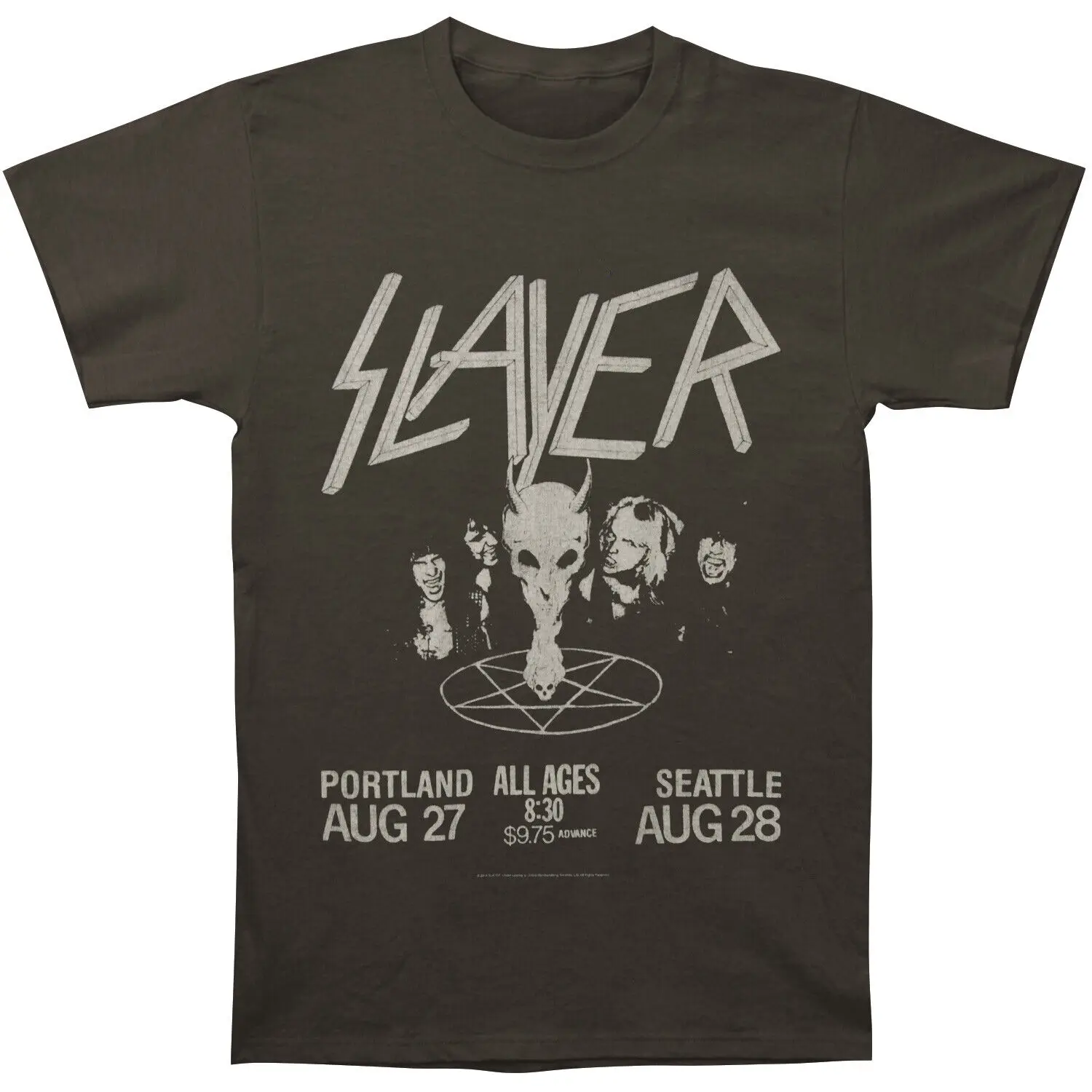 Мужская футболка Slayer портландский Сиэтл маленькая темная