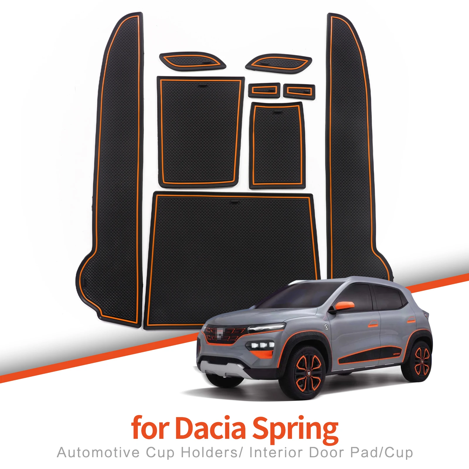 ZUNDUO Противоскользящий коврик для ворот и чашек для Dacia Spring 2021-2023 для Renault Kwid E-Tech, противоскользящий дверной коврик, аксессуары для интерьера ...